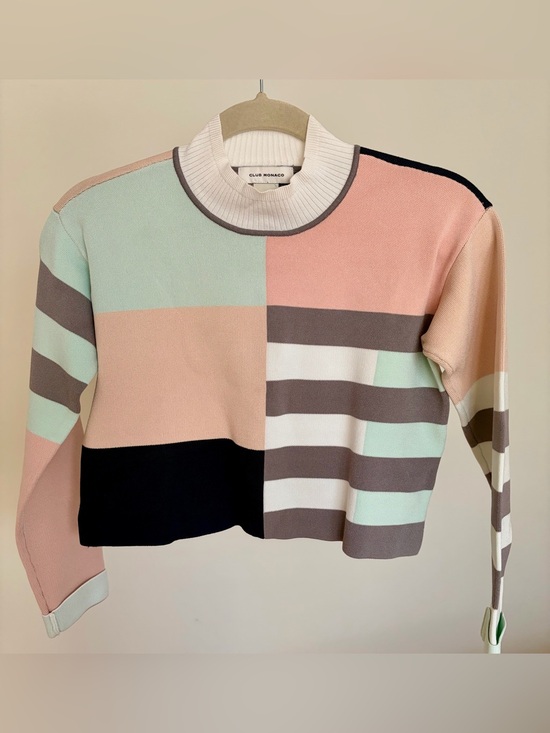 Club Monaco Sweaters - $220 NWOT XS/S Club Monaco Pastel Colorblock Cropped Knit Sweater